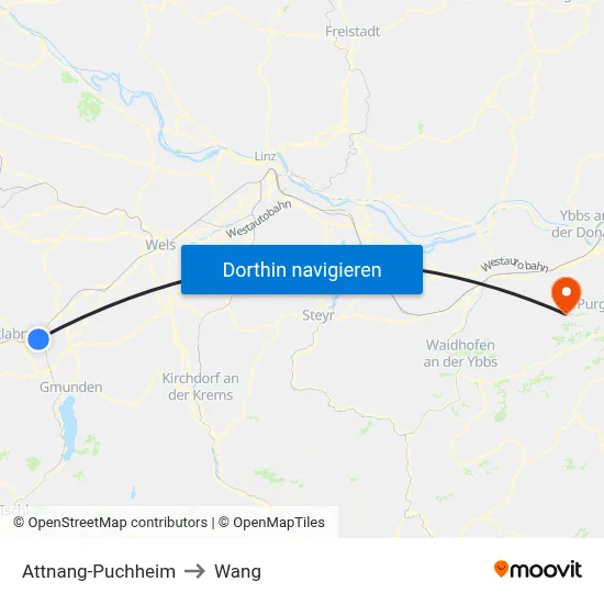 Attnang-Puchheim to Wang map