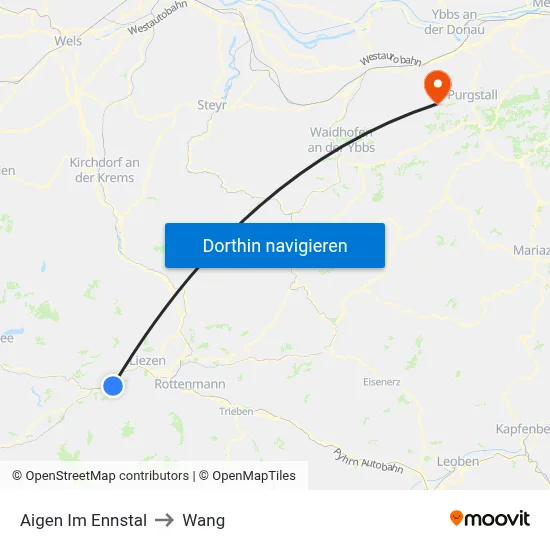 Aigen Im Ennstal to Wang map