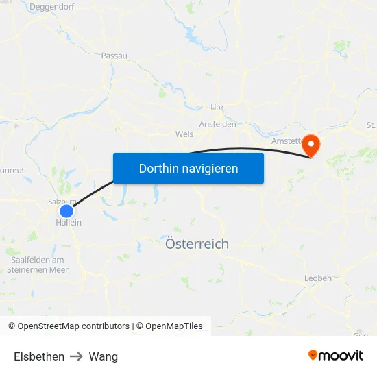 Elsbethen to Wang map