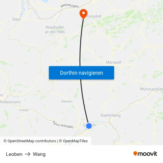 Leoben to Wang map