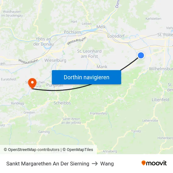 Sankt Margarethen An Der Sierning to Wang map