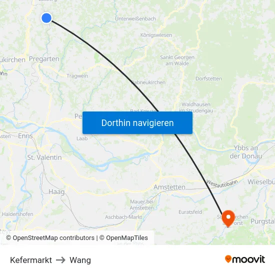 Kefermarkt to Wang map