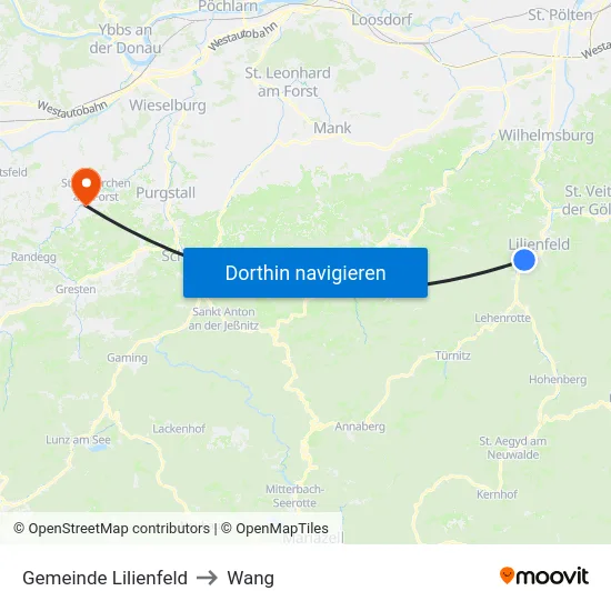 Gemeinde Lilienfeld to Wang map