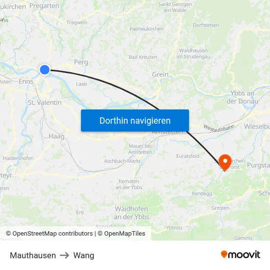 Mauthausen to Wang map