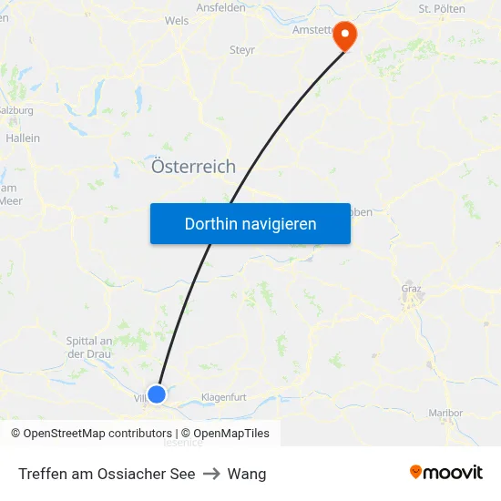 Treffen am Ossiacher See to Wang map