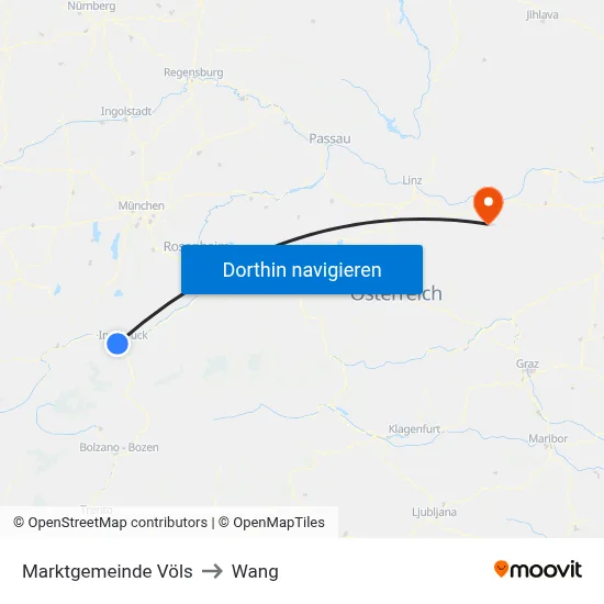 Marktgemeinde Völs to Wang map