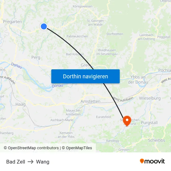 Bad Zell to Wang map