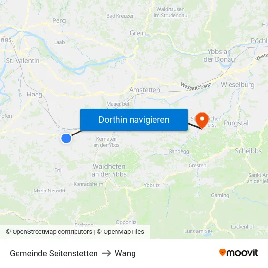 Gemeinde Seitenstetten to Wang map