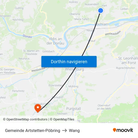 Gemeinde Artstetten-Pöbring to Wang map