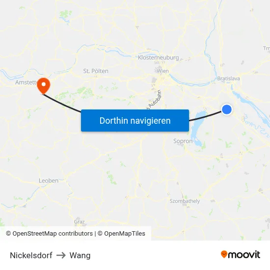 Nickelsdorf to Wang map