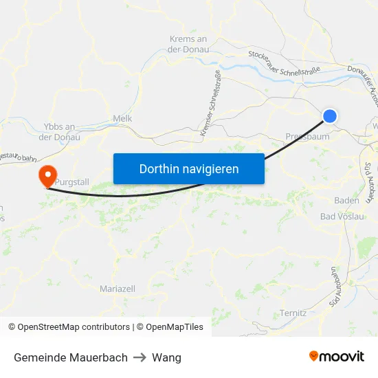 Gemeinde Mauerbach to Wang map