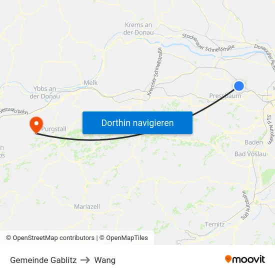 Gemeinde Gablitz to Wang map