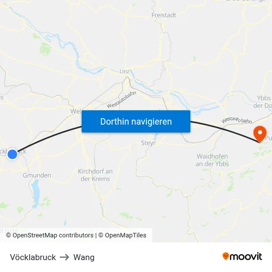 Vöcklabruck to Wang map