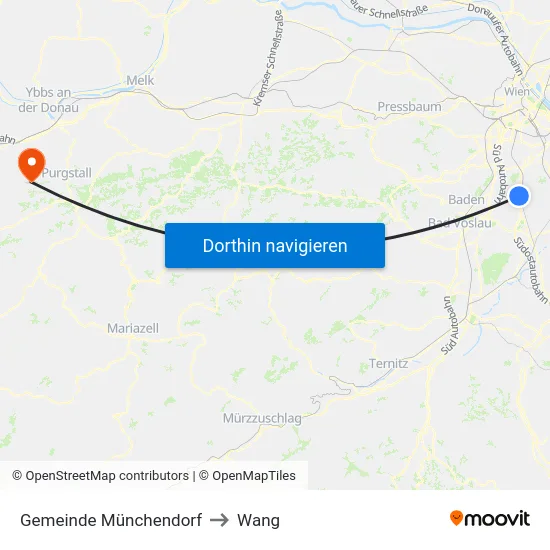 Gemeinde Münchendorf to Wang map