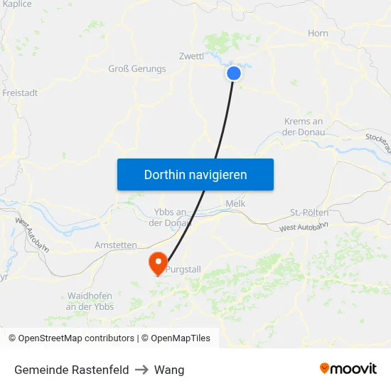 Gemeinde Rastenfeld to Wang map