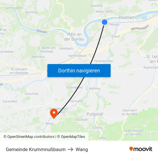 Gemeinde Krummnußbaum to Wang map