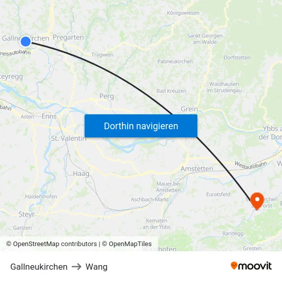 Gallneukirchen to Wang map