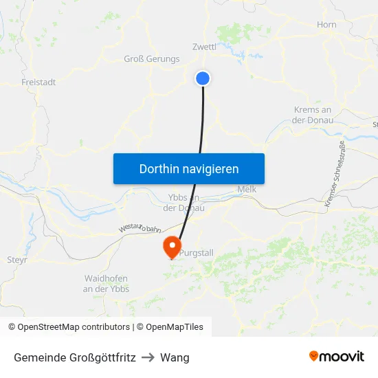 Gemeinde Großgöttfritz to Wang map