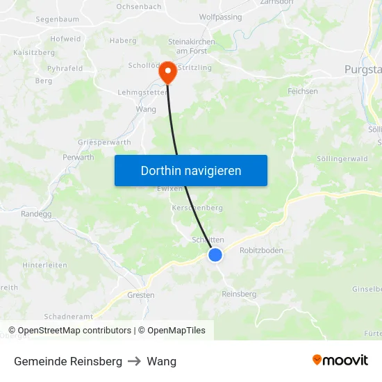 Gemeinde Reinsberg to Wang map
