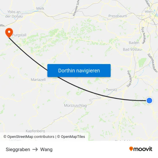 Sieggraben to Wang map