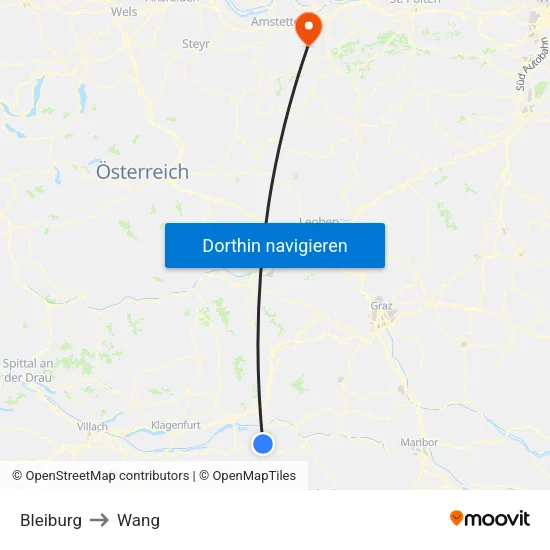 Bleiburg to Wang map