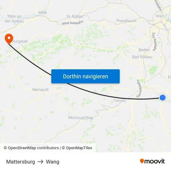 Mattersburg to Wang map