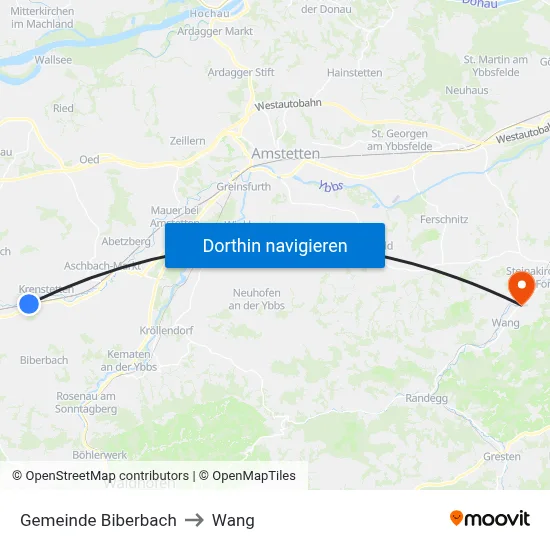 Gemeinde Biberbach to Wang map