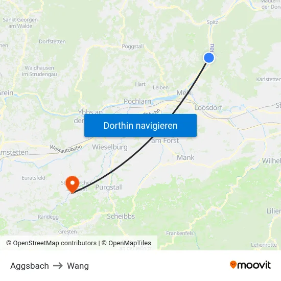 Aggsbach to Wang map