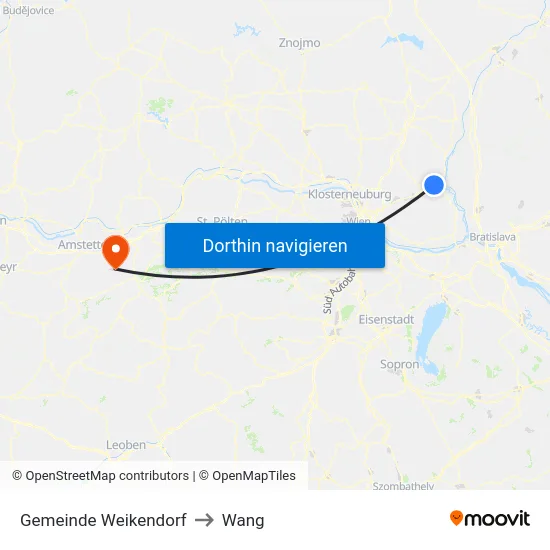 Gemeinde Weikendorf to Wang map