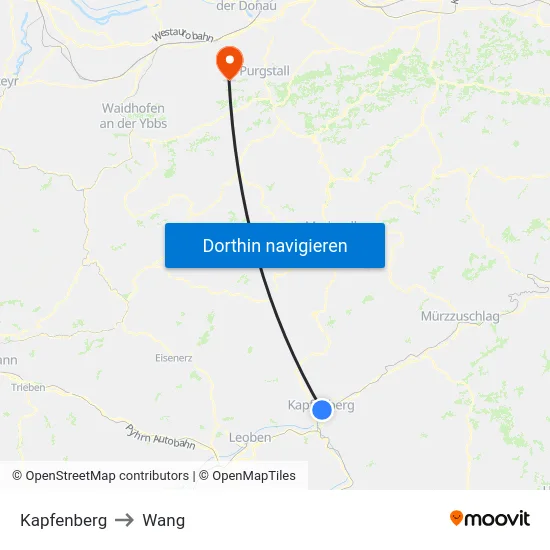Kapfenberg to Wang map