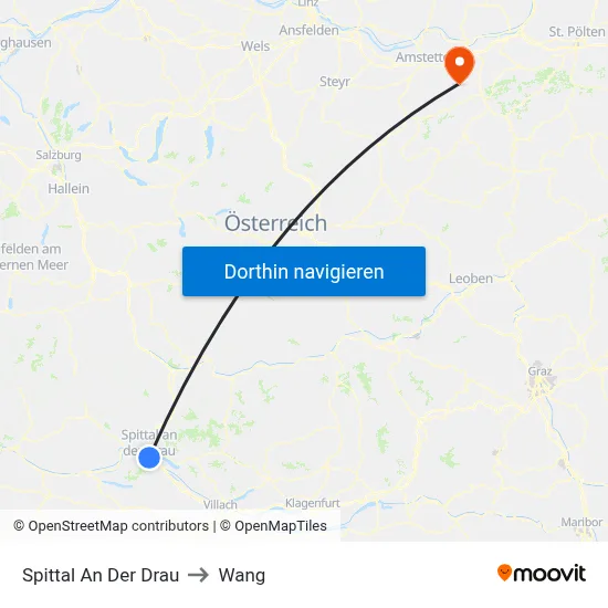 Spittal An Der Drau to Wang map