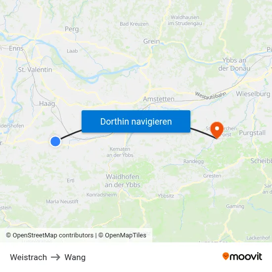 Weistrach to Wang map