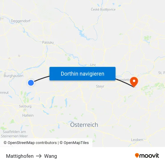 Mattighofen to Wang map