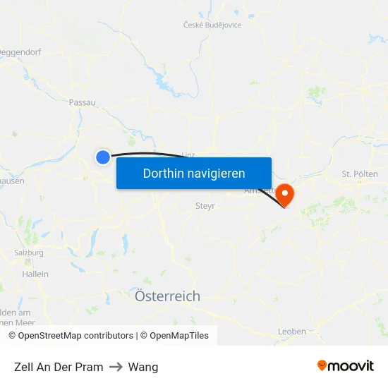 Zell An Der Pram to Wang map