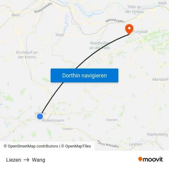 Liezen to Wang map