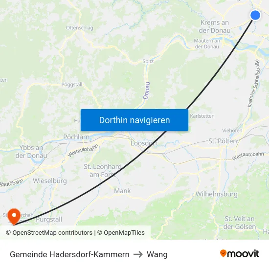 Gemeinde Hadersdorf-Kammern to Wang map