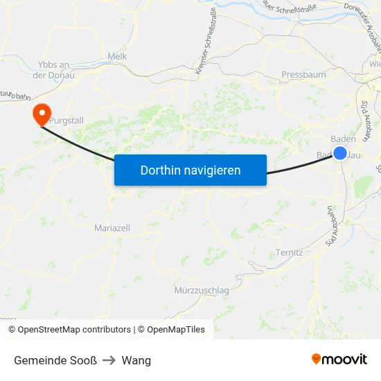 Gemeinde Sooß to Wang map