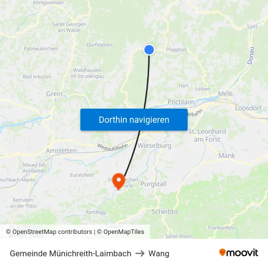 Gemeinde Münichreith-Laimbach to Wang map