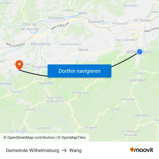 Gemeinde Wilhelmsburg to Wang map
