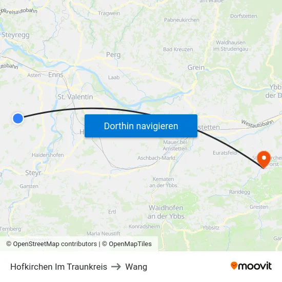 Hofkirchen Im Traunkreis to Wang map