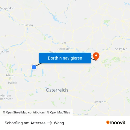Schörfling am Attersee to Wang map