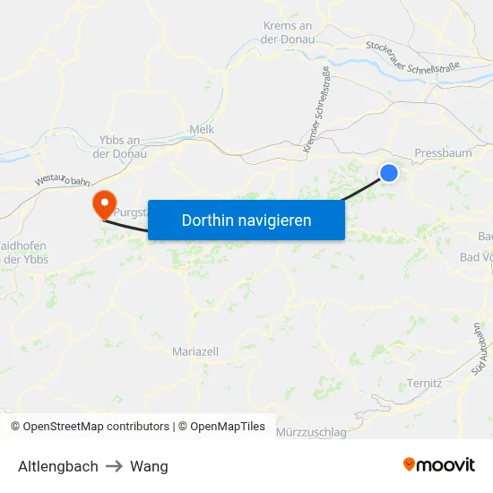 Altlengbach to Wang map