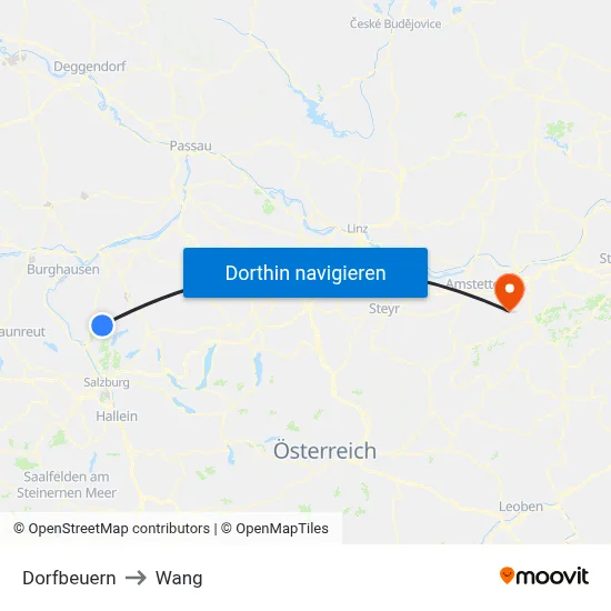 Dorfbeuern to Wang map