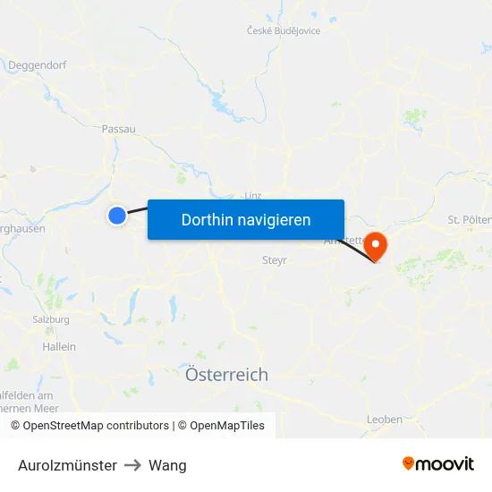 Aurolzmünster to Wang map