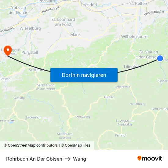 Rohrbach An Der Gölsen to Wang map