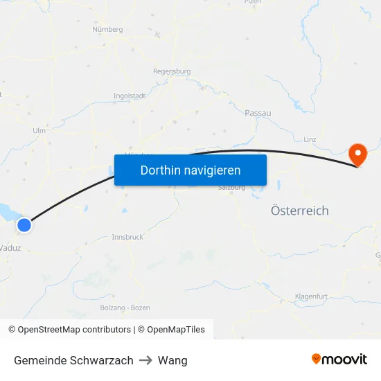 Gemeinde Schwarzach to Wang map