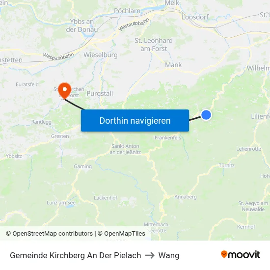Gemeinde Kirchberg An Der Pielach to Wang map