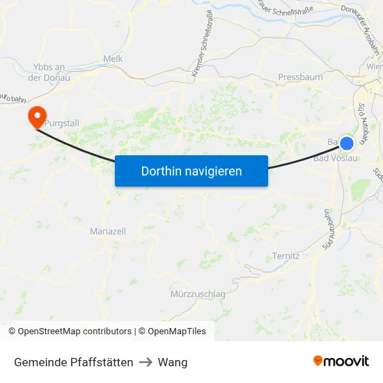 Gemeinde Pfaffstätten to Wang map
