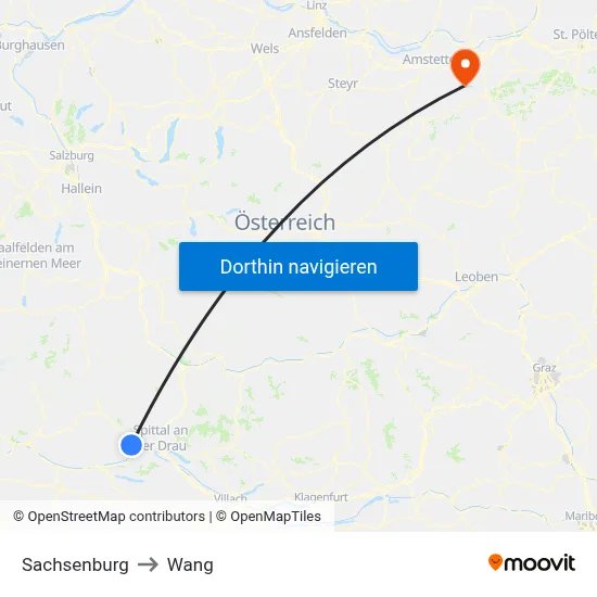 Sachsenburg to Wang map