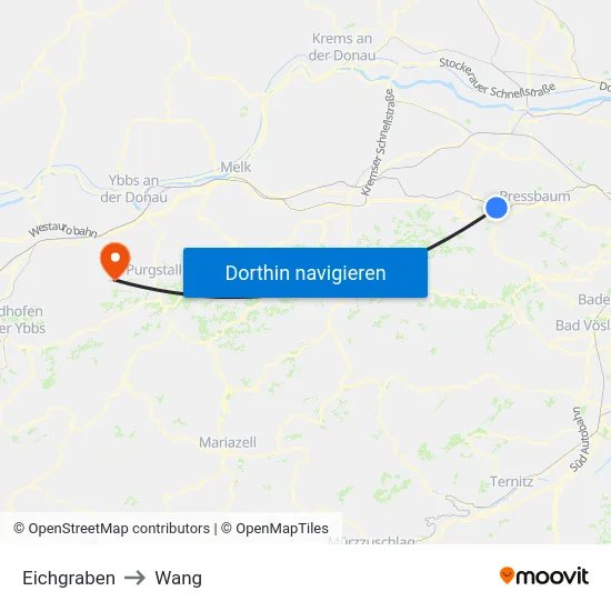 Eichgraben to Wang map